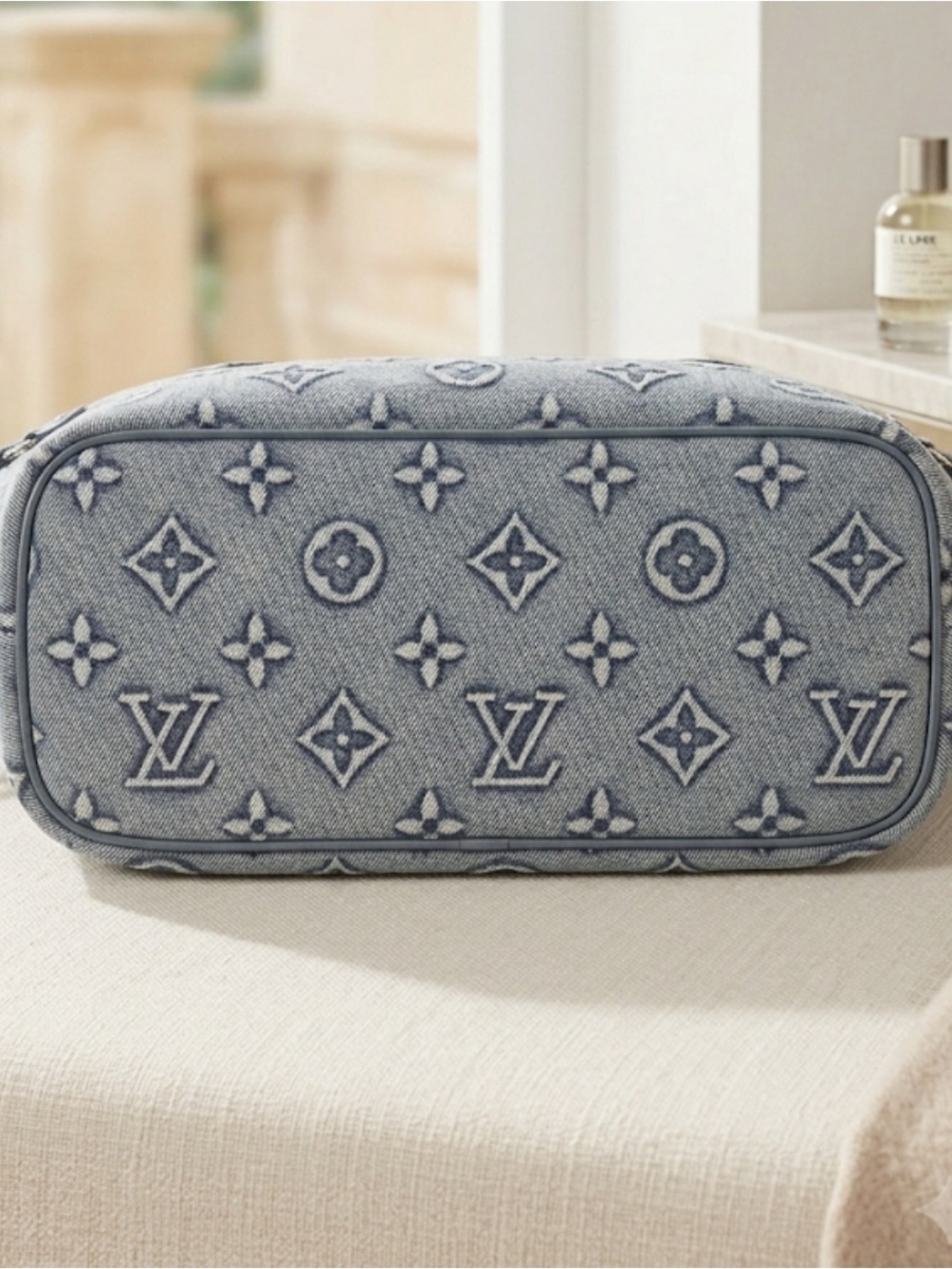 Light Blue Monogram Denim Tote with Pouch Read 👇 - Picture 2 of 5
